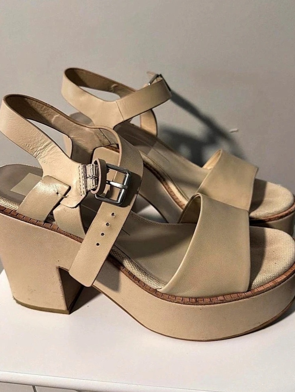 Dolce Vita Odete Platform Sandal Ankle Strap Beige